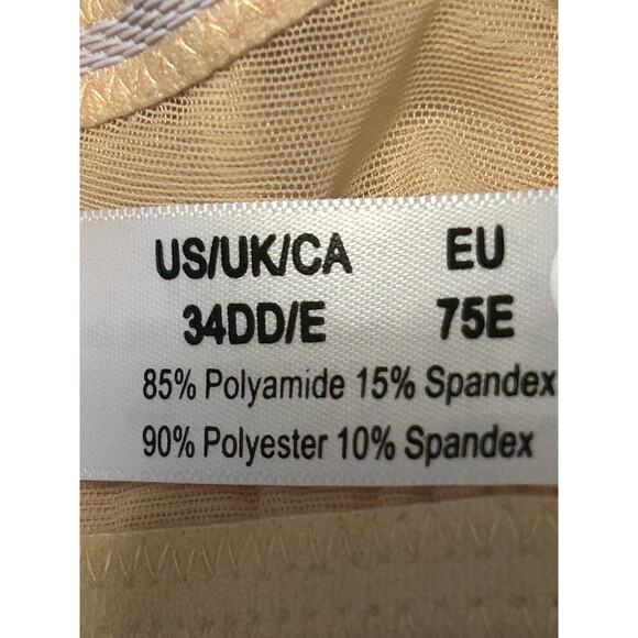 NWOT Women's Beige Convertible Bra Removable Clear Straps Size 34DD/E - Picture 3 of 4